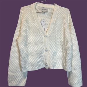 NWT Olive & Oak White V Neck Cardigan Sweater size XL